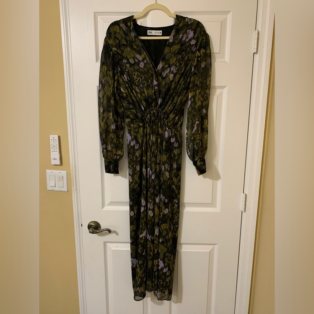 ZARA Sheer Floral Midi Dress, XL Romantic Cottagecore Dark Academia Soft Grunge - Picture 5 of 7